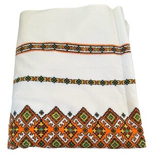 Vintage table cloths geometric print multicolor square shape size 83/62 inches